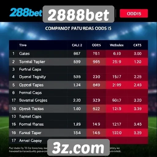 Comparativo das odds oferecidas pelo 2888bet